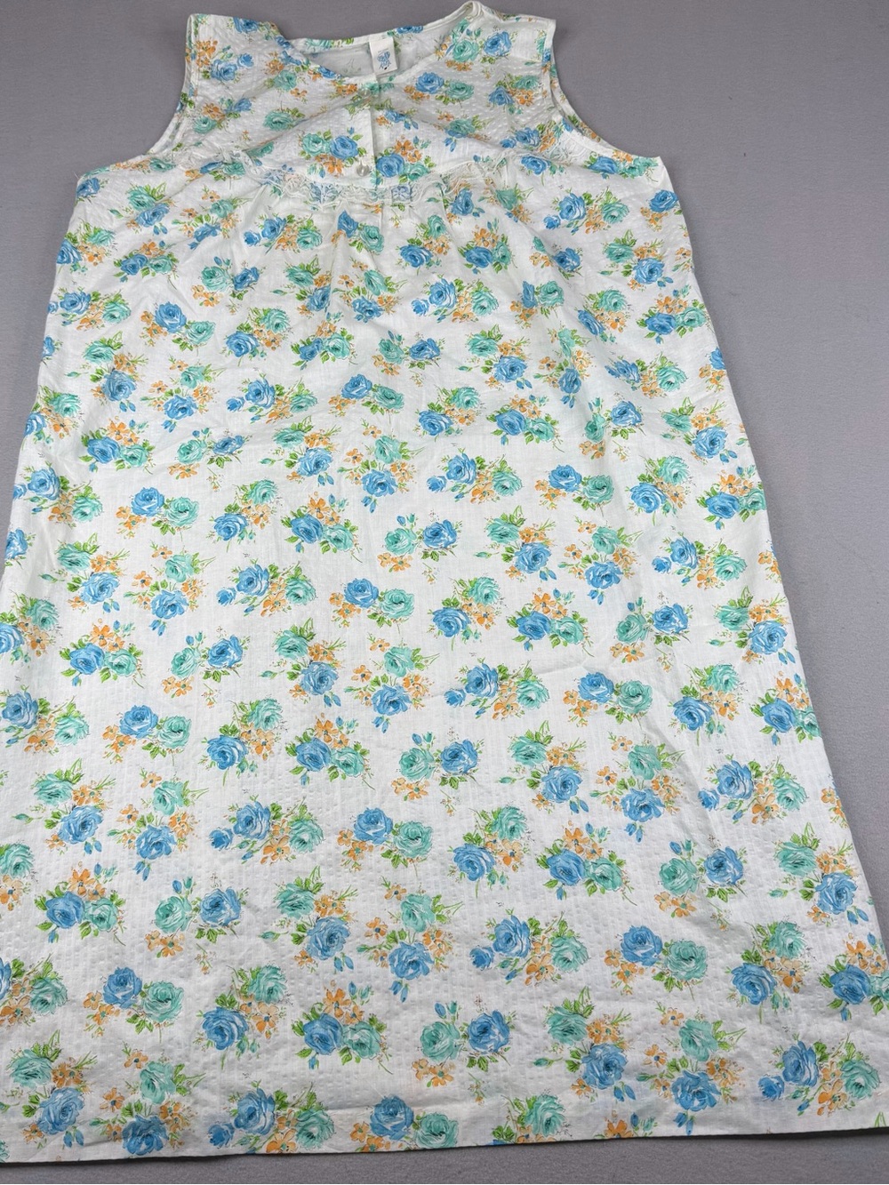 Vintage Katz Floral House Dress Muumuu Large Seersucker Cottagecore Lounge